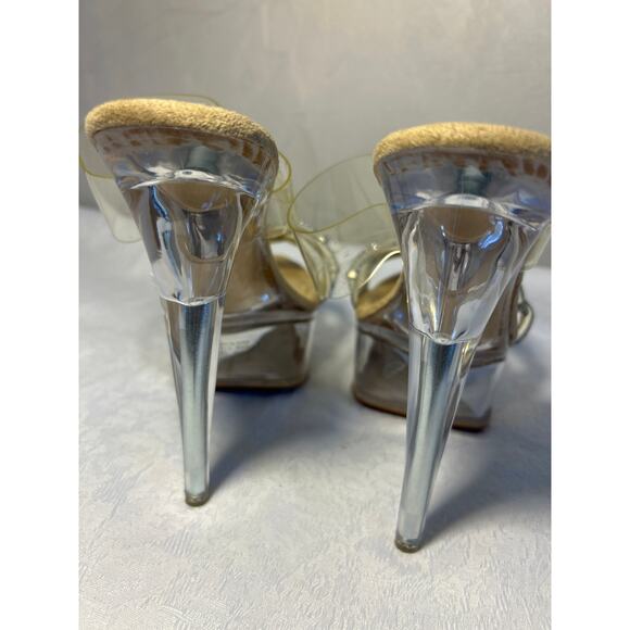 Cape Robbin Seraphine Clear Rhinestone Platform Stilettos, Clear 6’ heels, SZ 9 - Picture 4 of 8